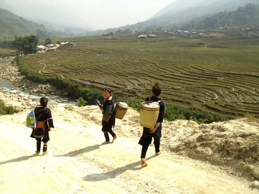 Sapa rice terraces - Friendly Hmongs girls