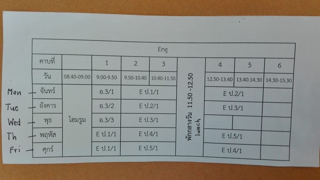 Working in Thailand - My schedule