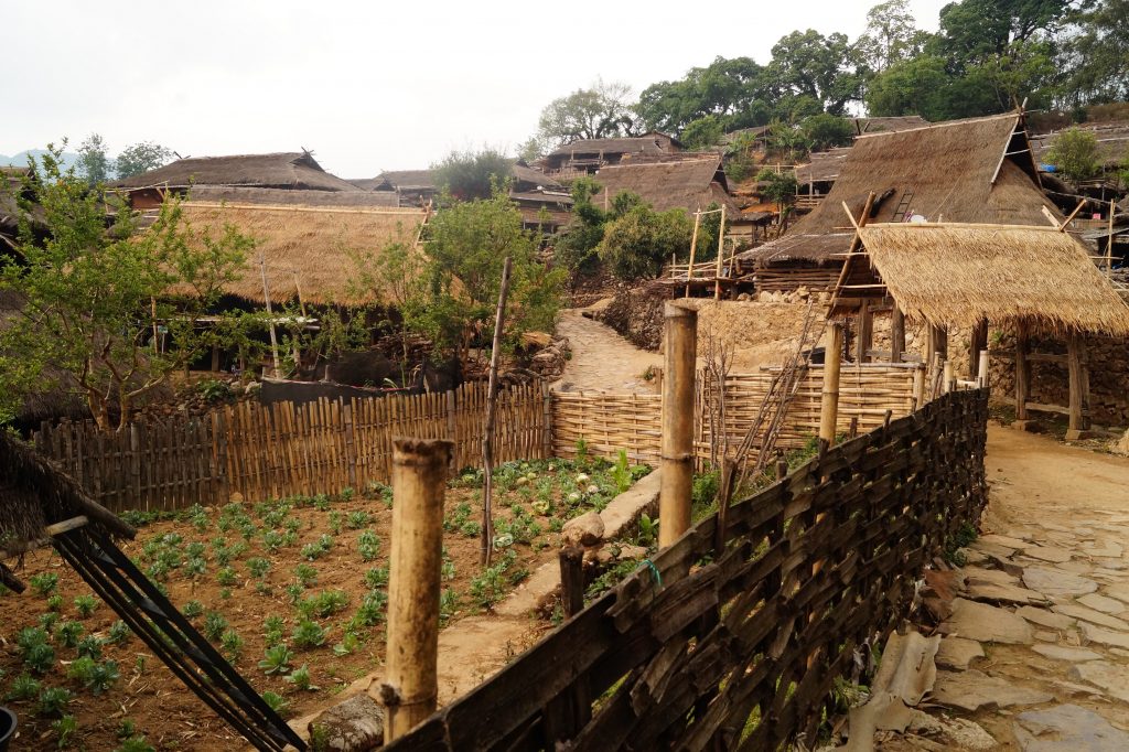 Aldea tribal de Yunnan - Vallas de bambú y techos de paja