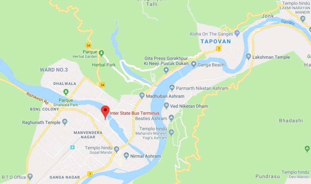 Rishikesh Map - Tapovan Area