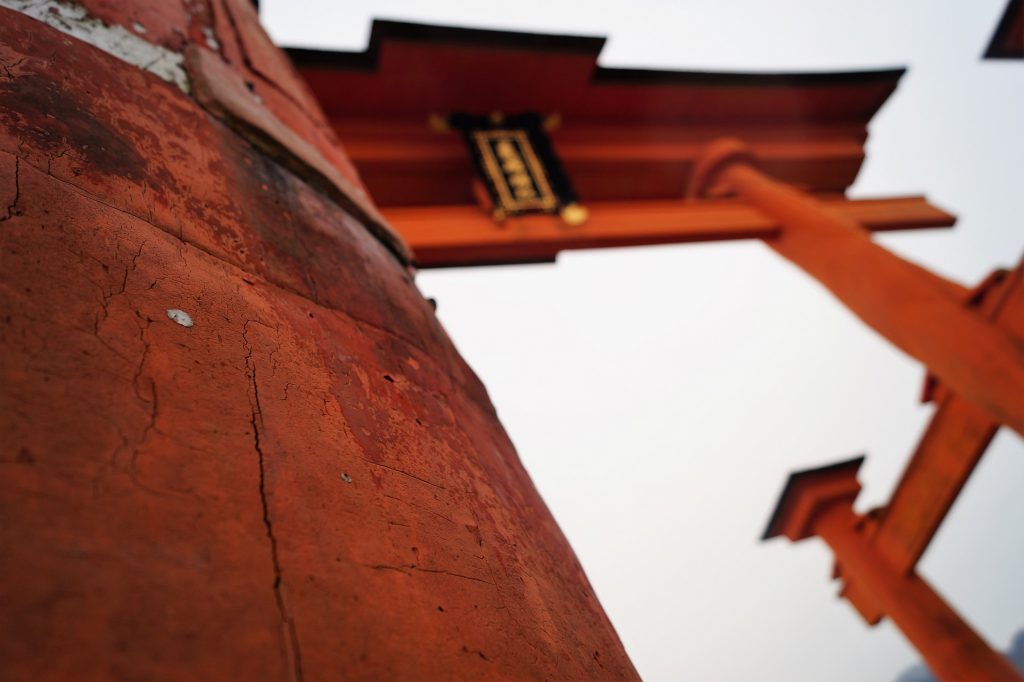 Viaje a Japón - Torii de Miyajima antes de la restauración