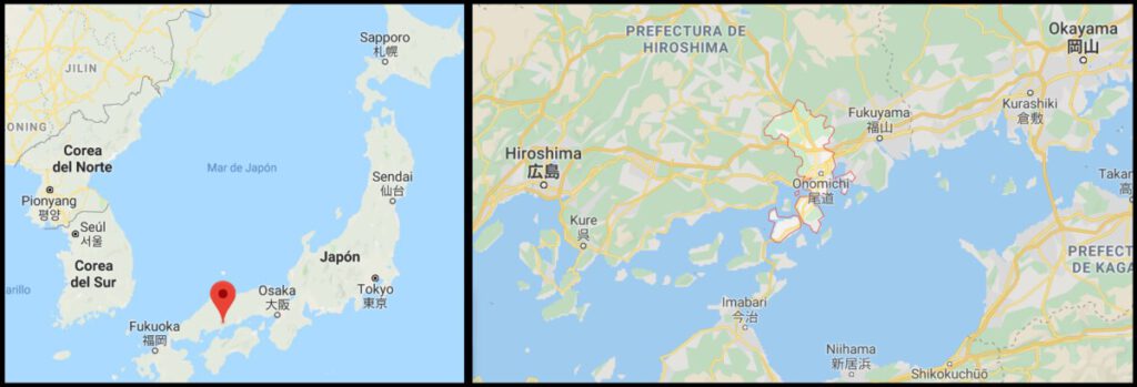 Location of Onomichi, Map, Japan